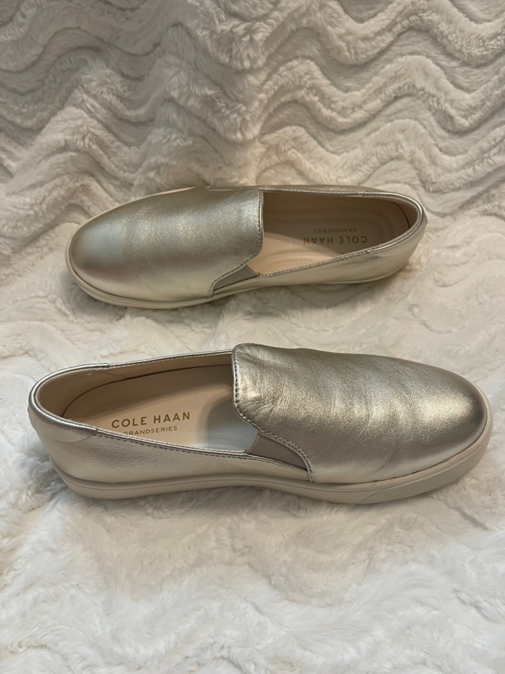 Cole Haan Gold Leather Slip-On Sneakers - Picture 8 of 16
